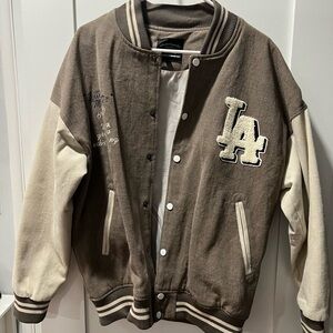 Kids LA Embroidered Brown and Cream Jacket